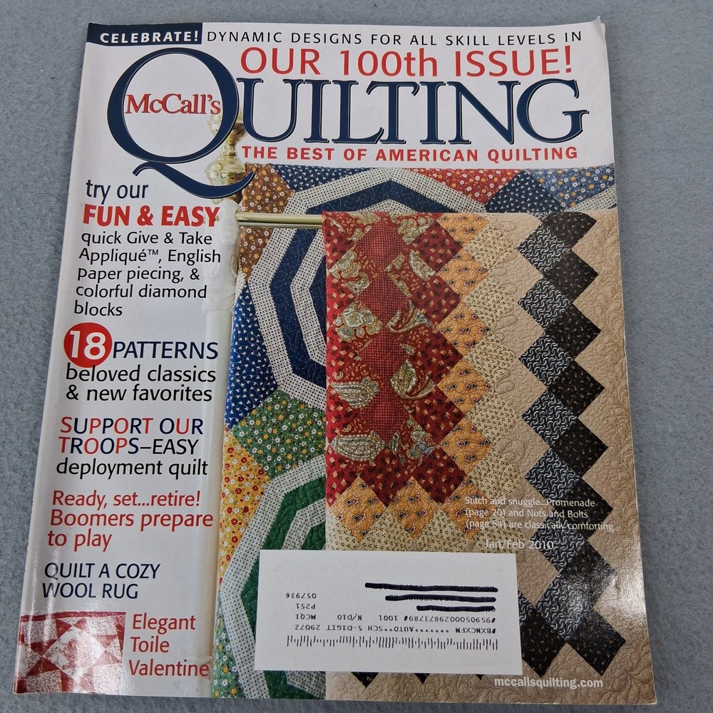 McCall's Quilting Our 100th Issue! Jan/Feb 2010 Magazine Back Issue Sewing